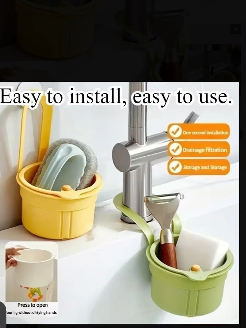 Hanging Sink Strainer & Scrap Catcher - Green new